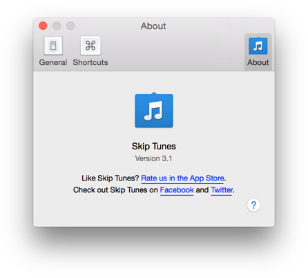 Skip Tunes About preferences